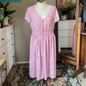 ModCloth EUC pink floral prairie dress (with pockets!), women’s plus size 2X